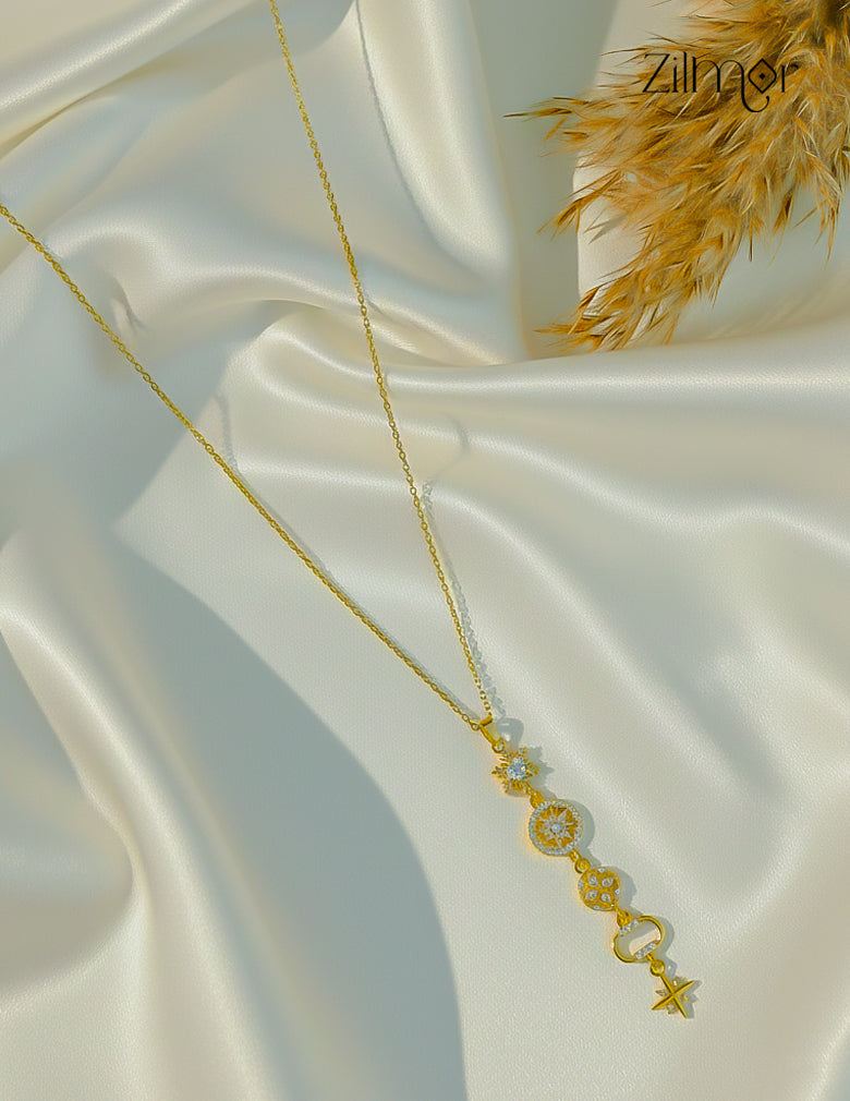 Gold Tone Ad Stone Pendant Simple Necklace-ZF1012137