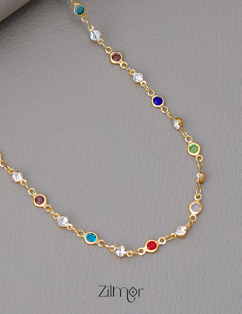 KT1011682 - 18k Gold Plated Semi Precious Multi Stone  Necklace