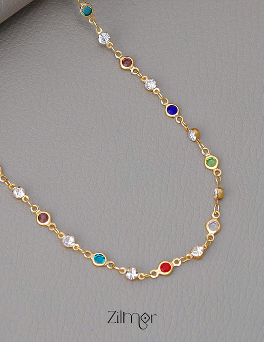 KT1011682 - 18k Gold Plated Semi Precious Multi Stone  Necklace