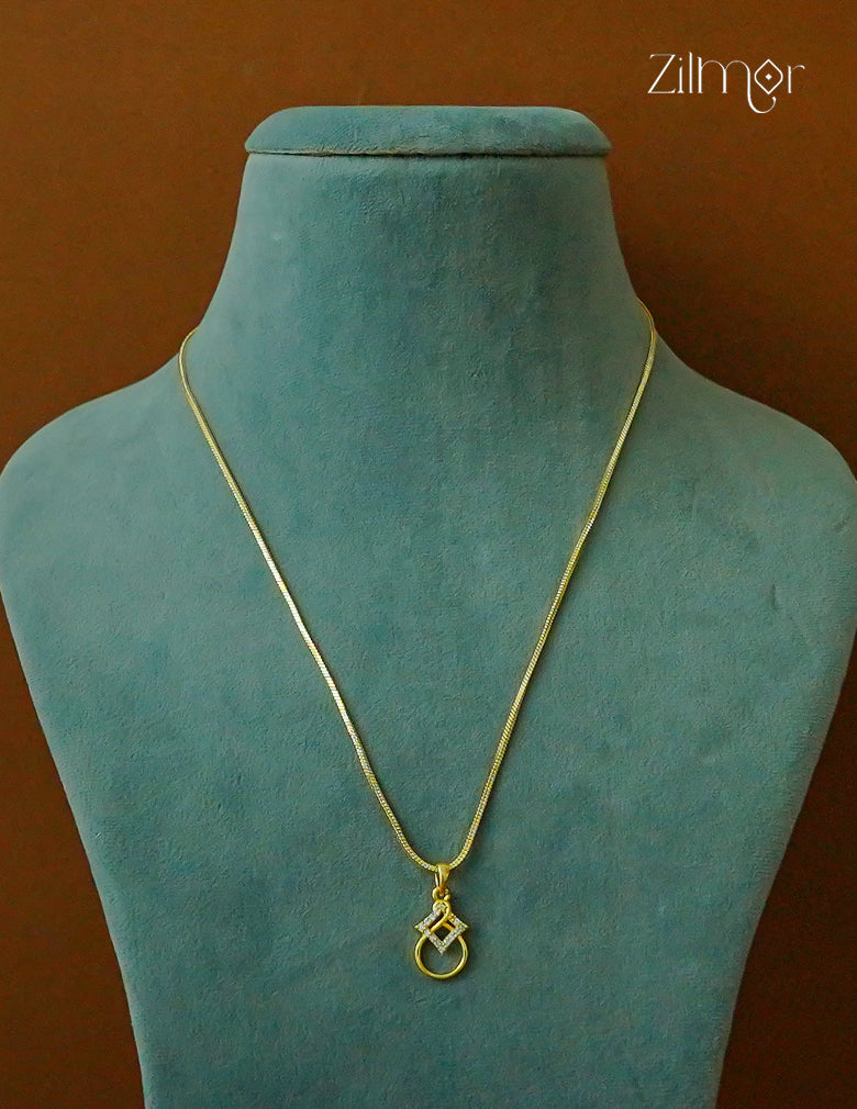 18k Gold Plated Anti-Tarnish AD Stone Pendant Simple Necklace  - CL1012243