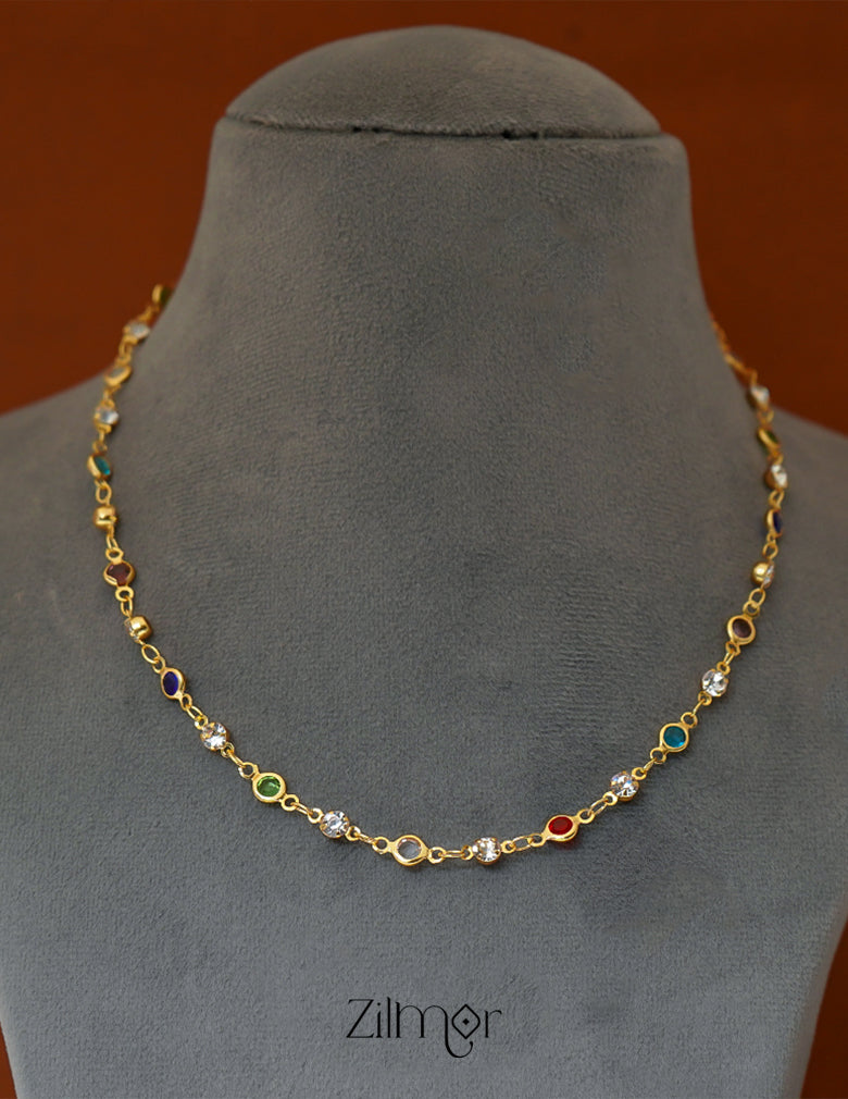 KT1011682 - 18k Gold Plated Semi Precious Multi Stone  Necklace