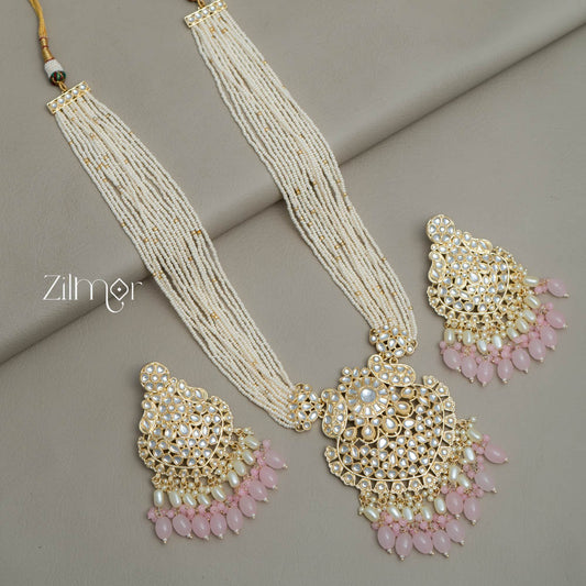 Kundan Pendant Pearl Necklace Earring Set (color option) - FS100139