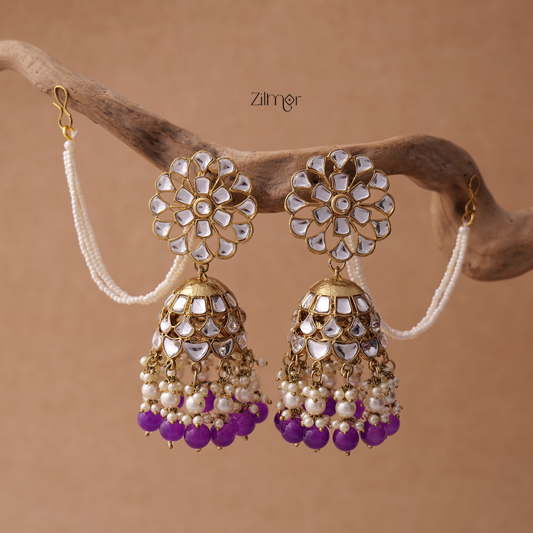 KV200122 - Big kundan jhumka with earchain