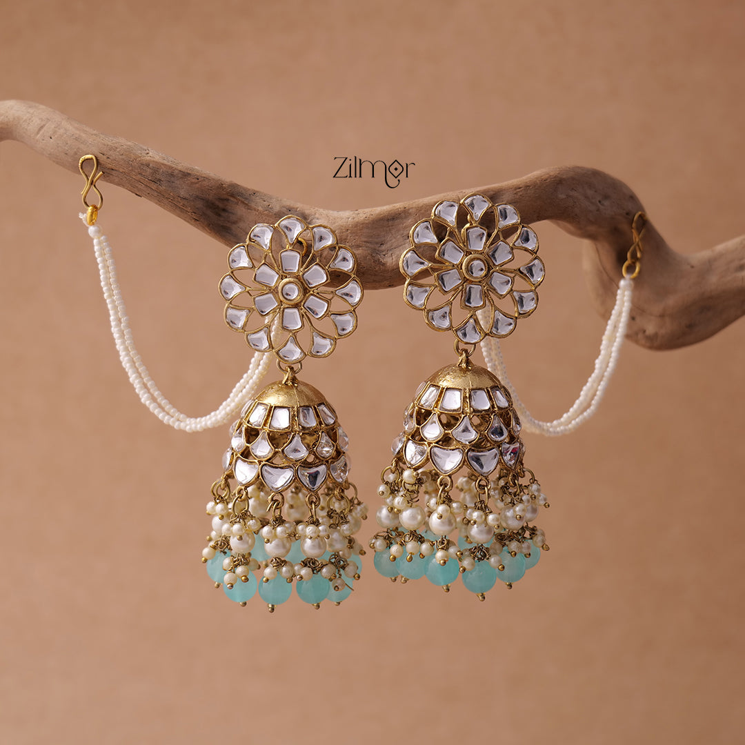 KV200122 - Big kundan jhumka with earchain