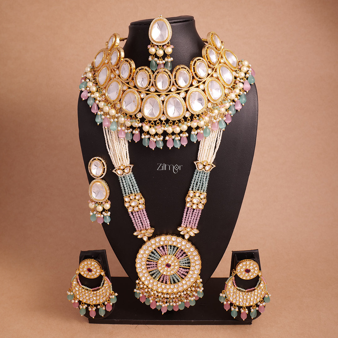 KH200106 - Bollywood Style Kundan Necklace Earrings Bridal Set