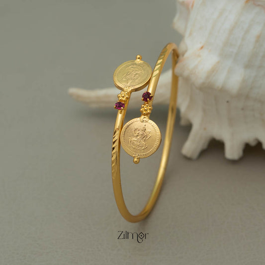 Gold tone Lakshmi coin pink stone Bangle AG10103