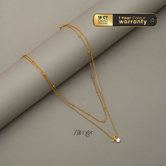 KY101691 - Simple Double layer AD Stone Necklace