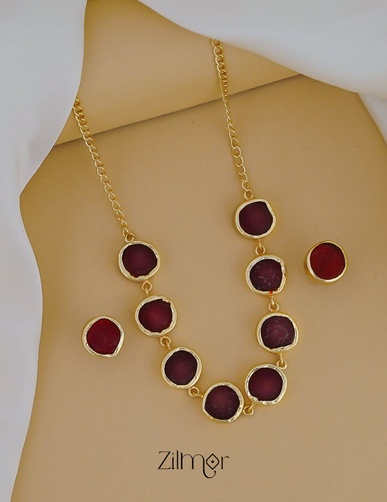 Natural Raw Stone Necklace Set  - KE100390 7-Zilmor