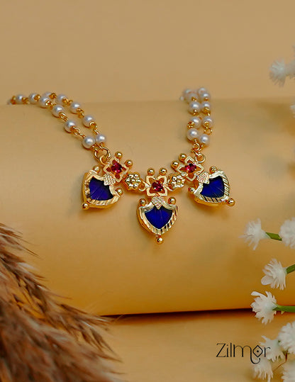 KY1011939- Double Layer Palakka Pendant Pearl choker Necklace