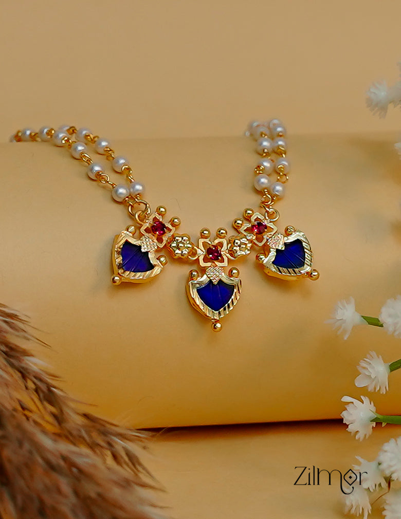 KY1011939- Double Layer Palakka Pendant Pearl choker Necklace