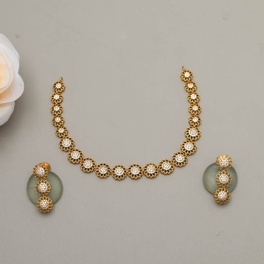 Antique AD Necklace with Earring Set - NV1047  (color option)