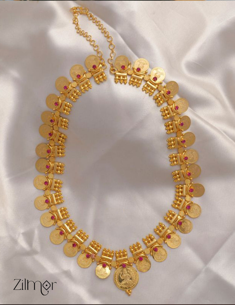 Goldtone Lakshmi Coin long Necklace Haram - AG100332 3-Zilmor