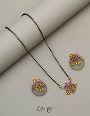 SN101204 - Lotus Pendant Mangalsutra Necklace set 1-Zilmor