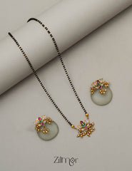 SN101204 - Lotus Pendant Mangalsutra Necklace set 3-Zilmor