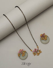 SN101204 - Lotus Pendant Mangalsutra Necklace set 4-Zilmor