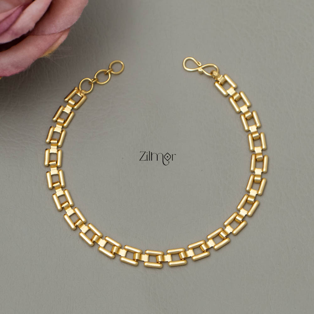 KY101770 - Gold Toned Block Chain Bracelet