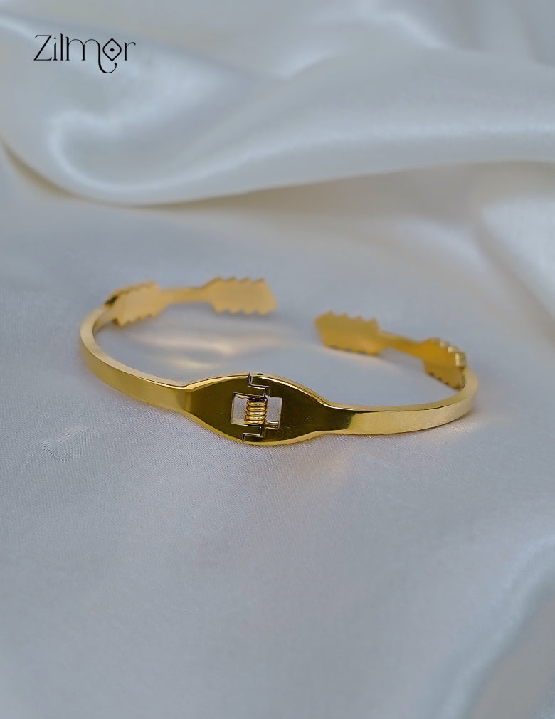 ZF1012118- Golden Multi color Stone Openable Anti Tarnish Bracelet Bangle