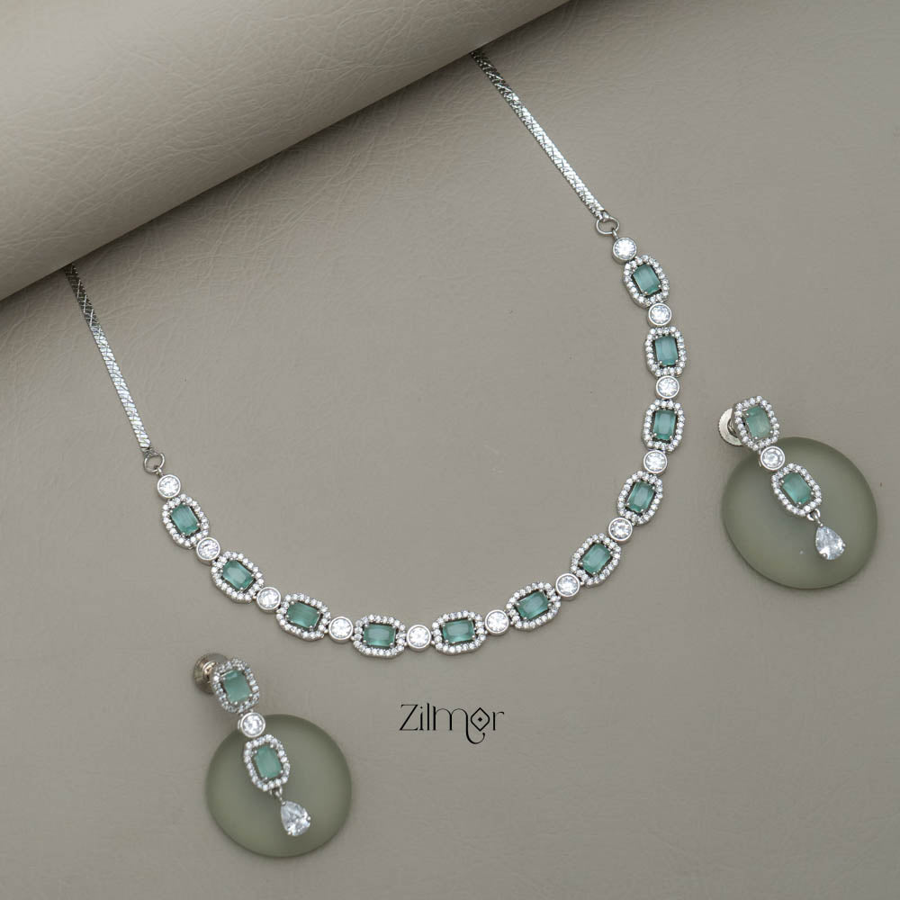 KL101213 - AD Stone Necklace with Earring set (color option)