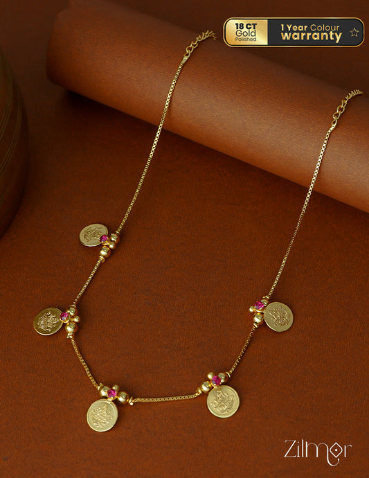 AG1011620-  Gold tone Simple Lakshmi Kaashu Invisible Necklace