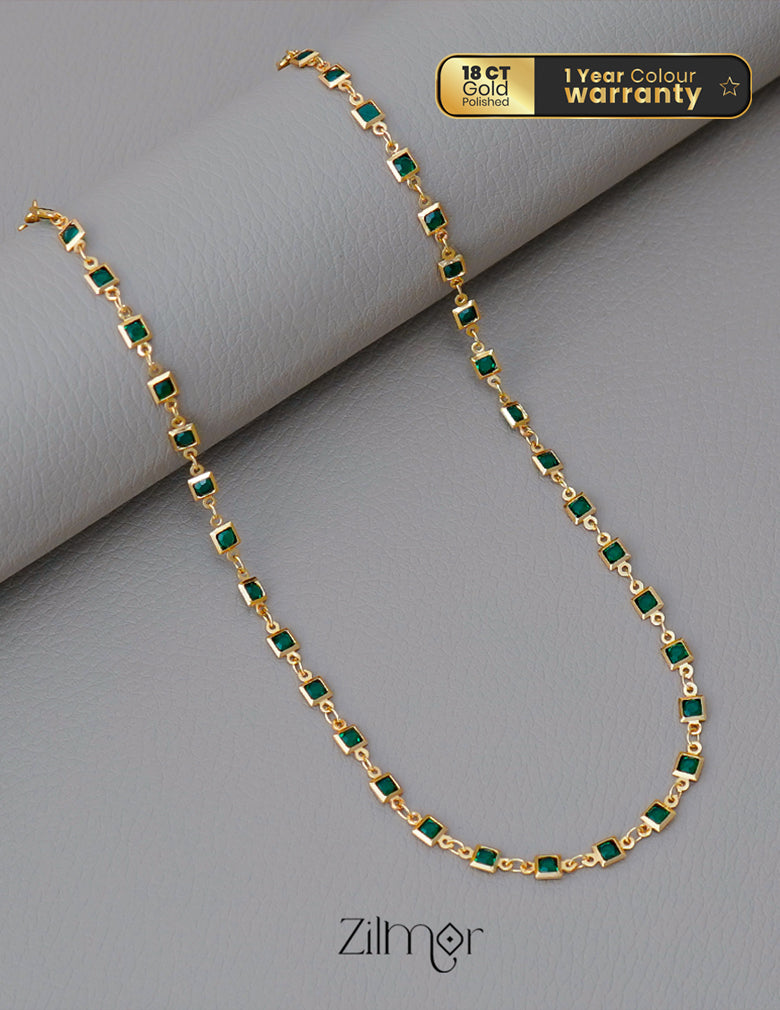 KT1011679 - 18k gold plated Semi Precious Stone Short  Necklace (color option)