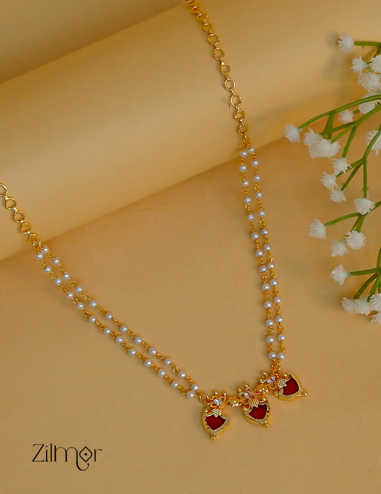 KY1011939- Double Layer Palakka Pendant Pearl choker Necklace