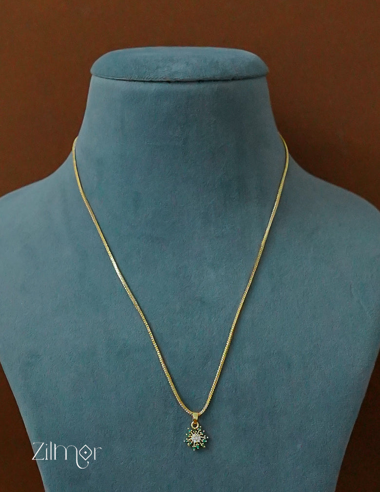 ZR1011929-  Gold Tone AD Stone Pendant Simple Necklace 2-Zilmor