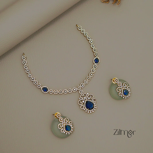 ZL1011425 - AD Stone Choker Necklace Earrings Set