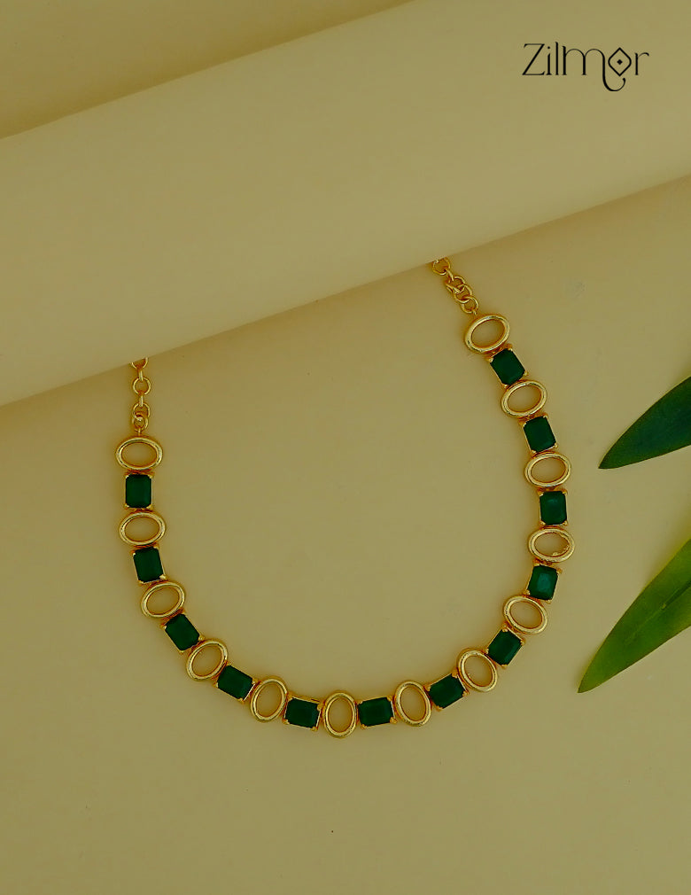 Green AD Stone Choker Necklace -CL1012070