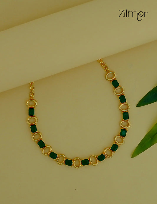 Green AD Stone Choker Necklace -CL1012070