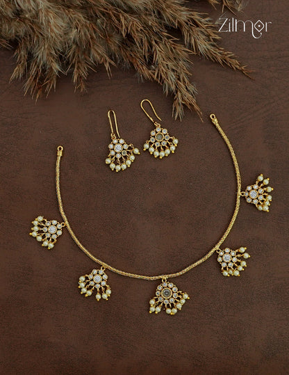 Attigai Antique Necklace Set with Matching Earrings | NV1012698