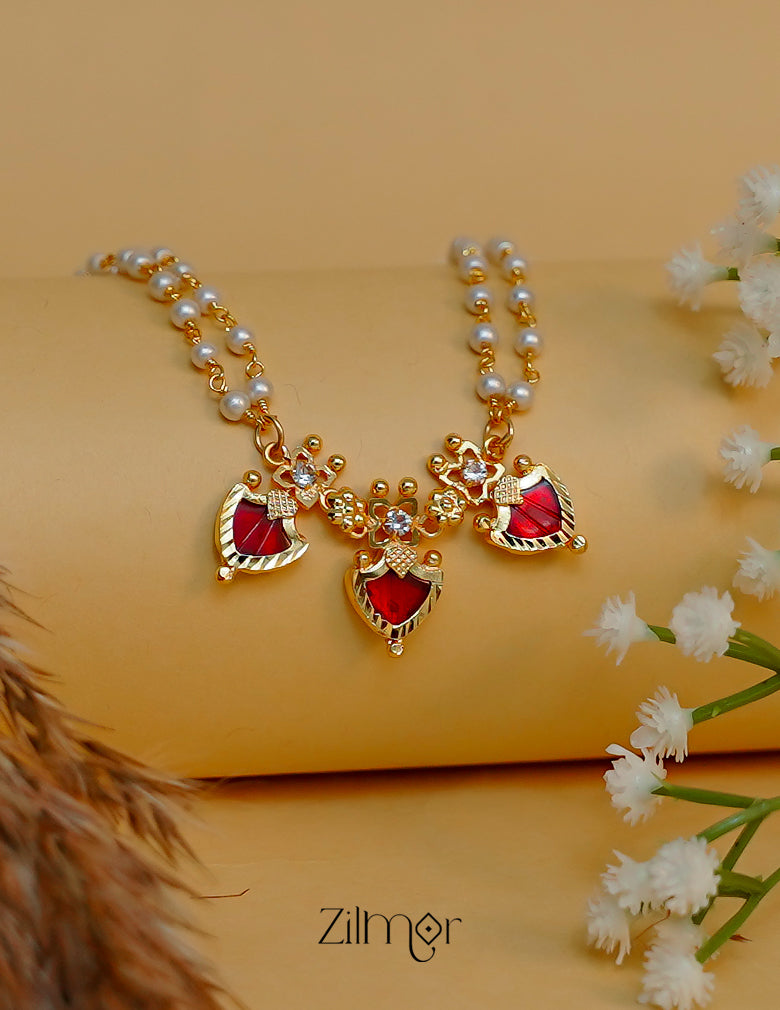 KY1011939- Double Layer Palakka Pendant Pearl choker Necklace