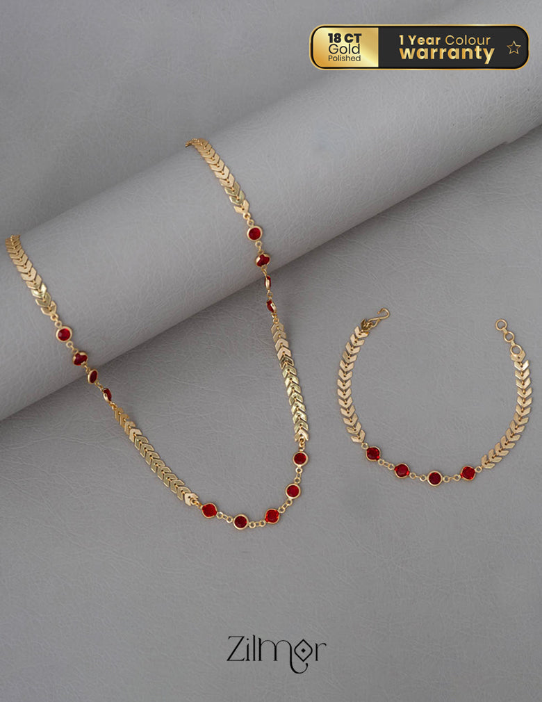 KY101907 - Gold Tone Necklace Bracelet Set 1-Zilmor