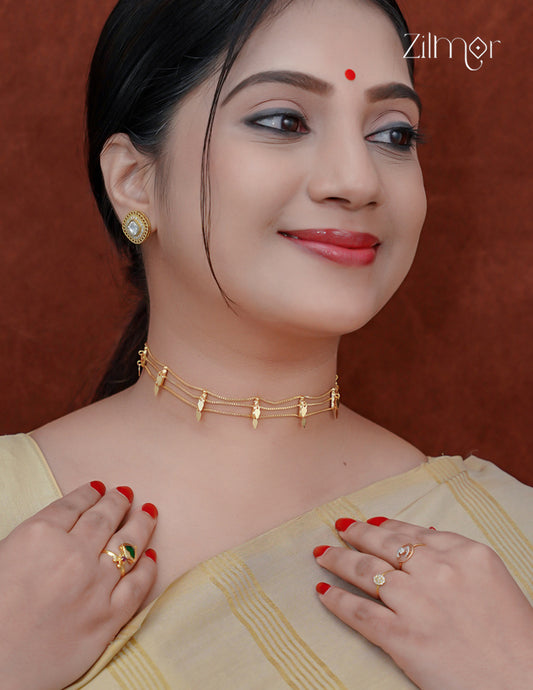 18k Gold Plated  kerala style ElakkaThali choker Necklace  - PE1012366