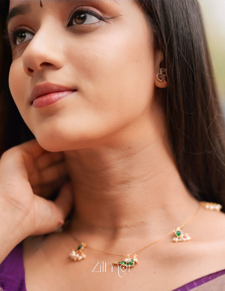 NV101949- Kemp Bird Pendant Pearl Hanging Invisible Necklace 4-Zilmor