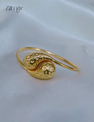 ZF1012122 - Golden Adjustable Double Teardrop Anti Tarnish Bracelet Bangle