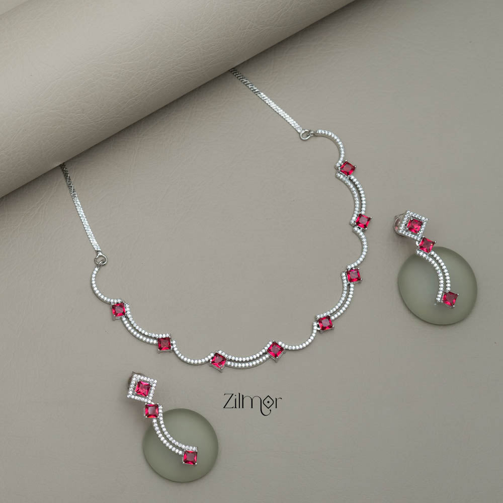 KL101214 - AD Stone Necklace with Earring set