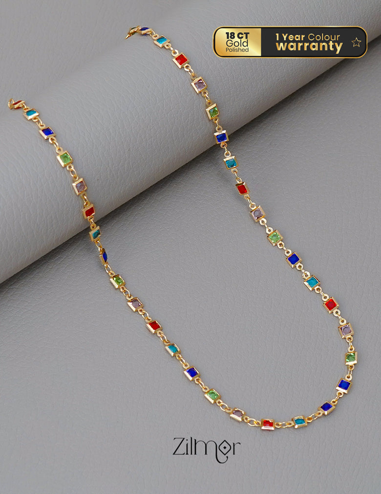 KT1011679 - 18k gold plated Semi Precious Stone Short  Necklace (color option)