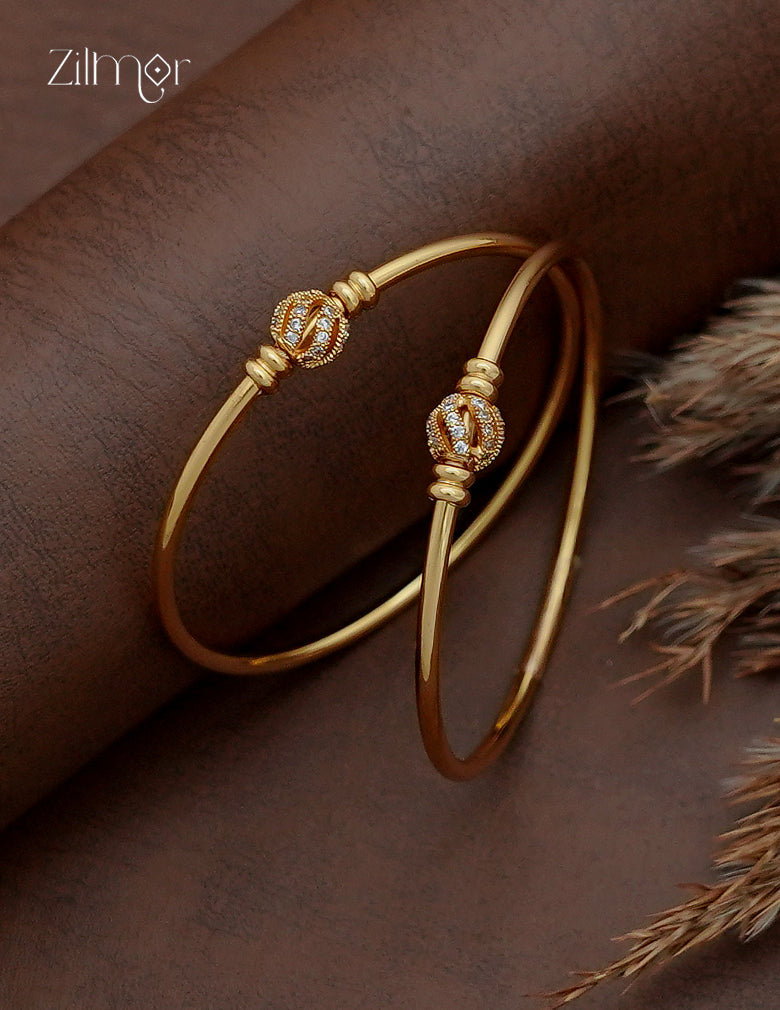 18K Gold Plated AD Stone Bangle Pair - SG1012818