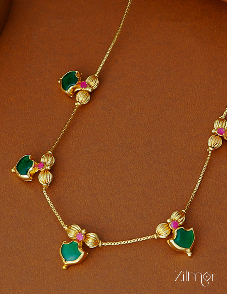 AG1011619-  Gold tone Simple Invisible Palakka Mala Necklace 3-Zilmor