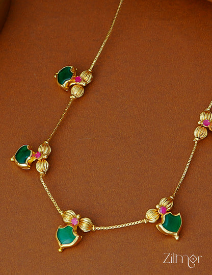 AG1011619-  Gold tone Simple Invisible Palakka Mala Necklace 3-Zilmor