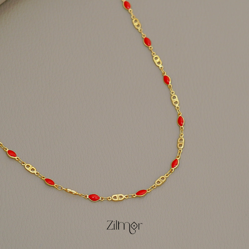 ZN1011527 - Red Coral Stone  Simple Necklace