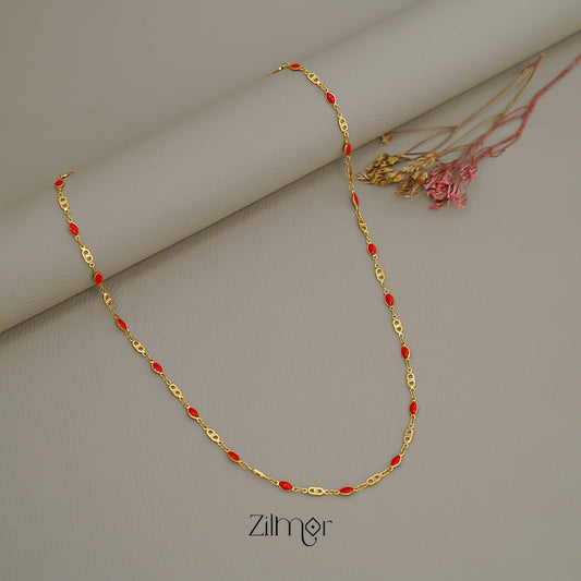 ZN1011527 - Red Coral Stone  Simple Necklace