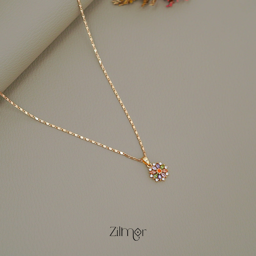 ZN1011521 -  Gold Tone AD Stone  Simple Necklace