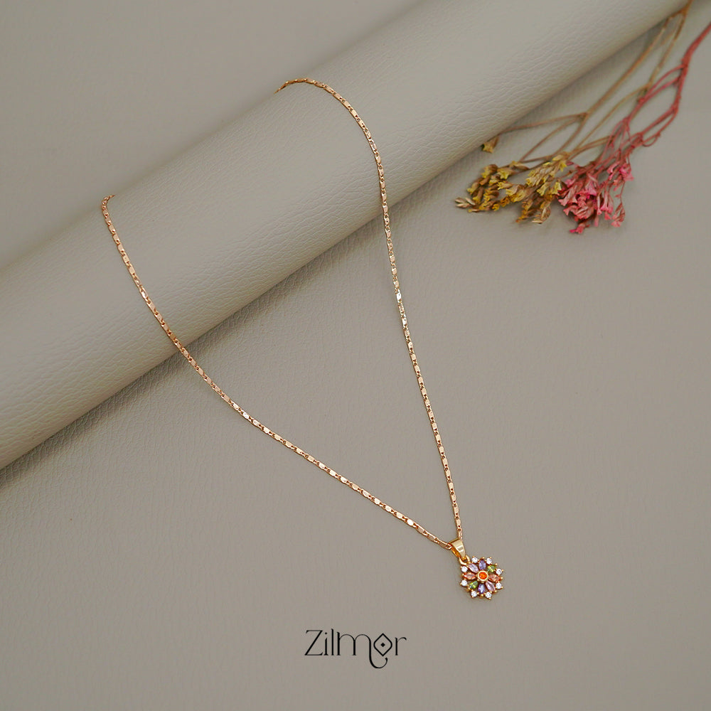 ZN1011521 -  Gold Tone AD Stone  Simple Necklace