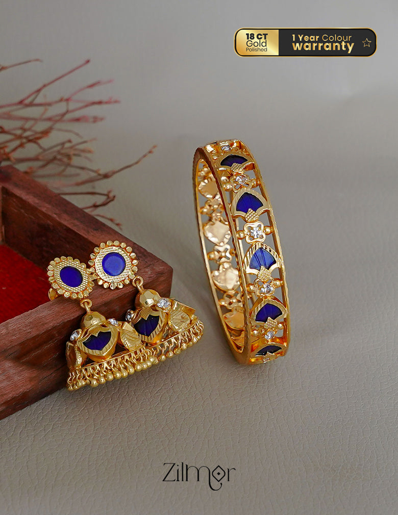 KY1011773 - Gold Plated Palakka Bangle &Jumkha  Earrings combo (color option) 6-Zilmor