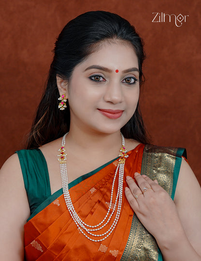 Pearl Layer Necklace & Earring Set - ZV1012399