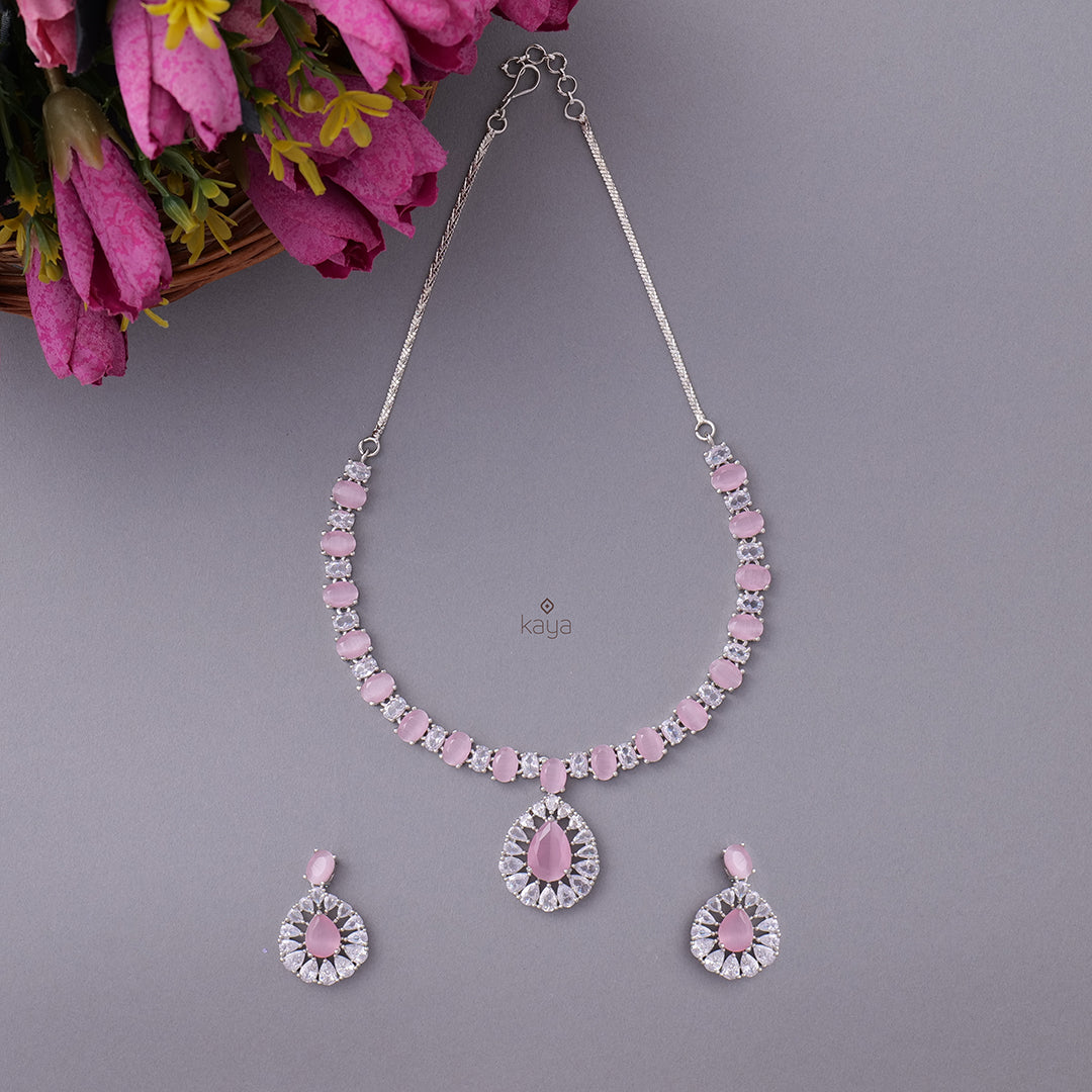 KH101082 - AD Stone Necklace with Earring set