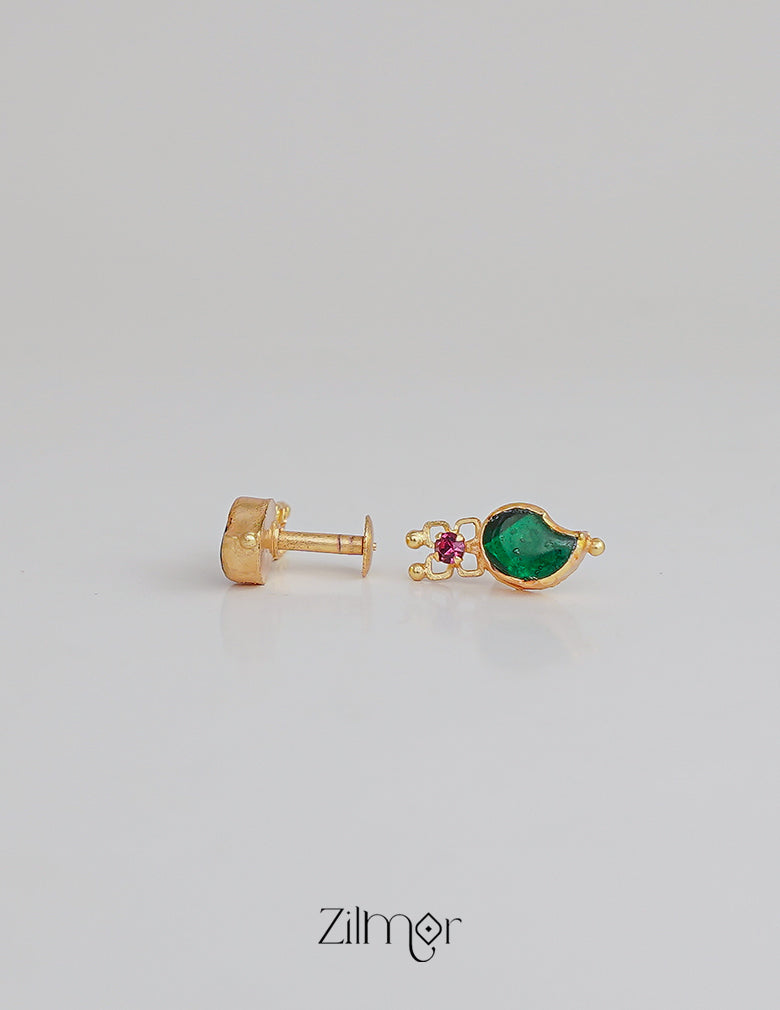 AG100975 - Gold tone Mango Palakka choker Necklace with matching Earring 9-Zilmor