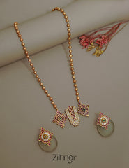 SN1011379 - Premium Antique  Shanku Chakra Nama Pendant Necklace with Earrings