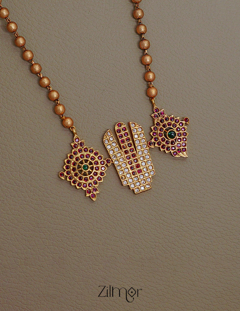 SN1011379 - Premium Antique  Shanku Chakra Nama Pendant Necklace with Earrings